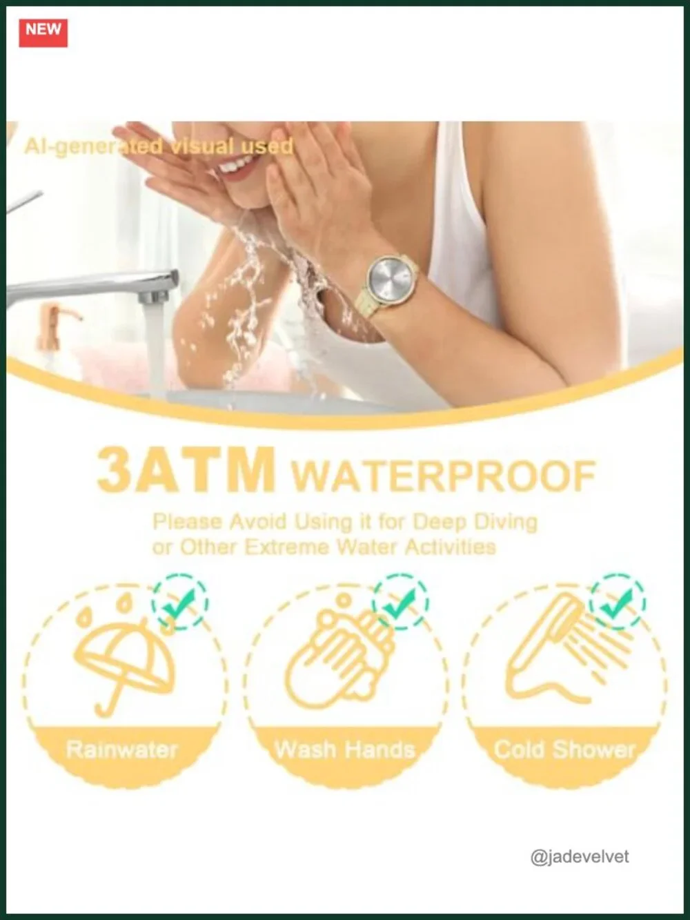 Women's Analog Watch Large Numerals Silicone Strap Water Resistant Casual